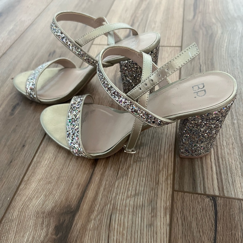 BP gold women’s sparkly block heels size 10